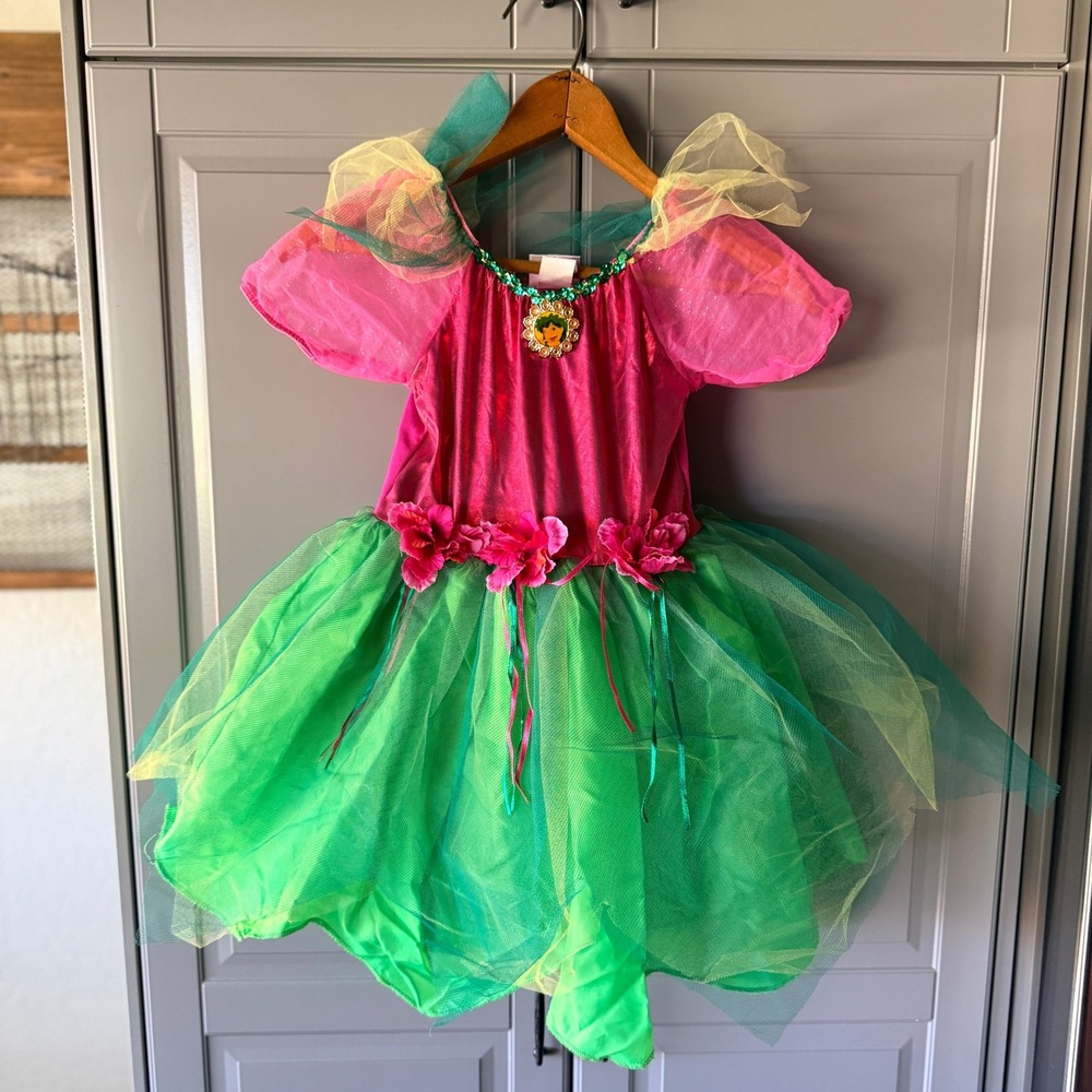 Disney Store Vintage Kids Lilo Hula Costume Dress, Pink Green, XS